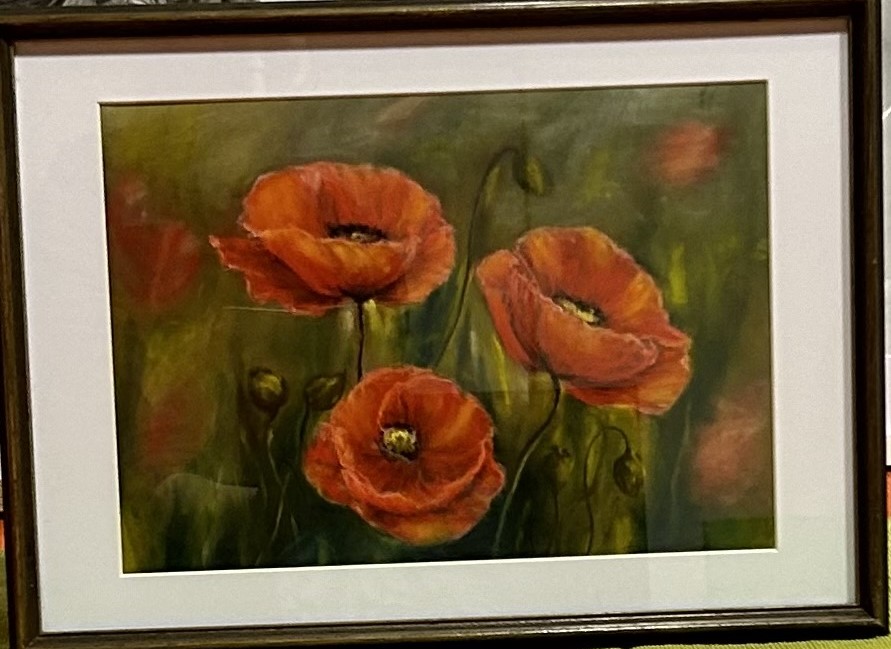 Mohn mit Pastellkreide gemalt